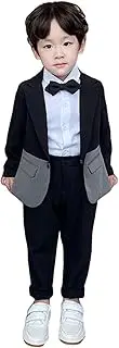 [Kromoc] Boys' Two-Piece Suit Set One Button Match Color Jacket Pants Tuxedos for Prom Party