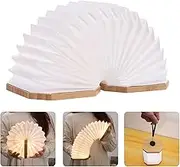 FOVIUPET Wooden Book Light,Novelty Folding Organ Light,Portable Paper Mood Light with USB Rechargeable Night Light,Wooden Table Lamp Magnetic Design- Creative Gift Home & Office Decor(Bamboo)