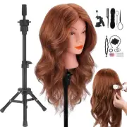 Mannequin Head with Human Hair, 18 inch Mannequin Head with Tripod Stand, Rea...
