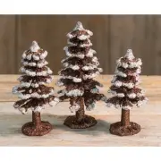 NEW -- Set of 3 Assorted MINI Glitter Christmas Trees - Rustic, Farmhouse