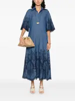 [Max Mara`S] Max Mara`S-Blue Virgin Wool Caban Coat-Donna 40 IT