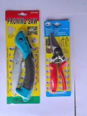 TAIWAN MADE - BEST PRUNING SHEARS/SECATUERS & FOLDABLE HAND SAW SET (7cm blade)