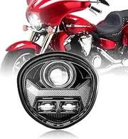 REALOVE Motorcycle Headlight E Approved, 65 W Motorcycle Additional Headlight for V Star 1300 XVS1300 XVS1300A XVS1300CT Tourer, LED Headlight