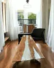 Made To Order White Epoxy Resin Console Bar Hotel Dining Table Top Home Desk Dec