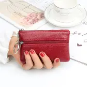 Leather Zipper Wallet, Mini Wallet for Women, with 3 Compartments and Tap, Small and Lightweight, Easy to Carry, 12*8 cm - Black