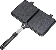 Double Panel Hot Sandwich Maker, Non-Stick Stove Grill Pan with Handle, Portable Bread Toaster, Cheese Press, Frying Pan for Camping, Outdoor Cooking, and Home Use