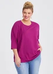 [Virtuelle] Taking Shape Good Earth Australian Cotton 3 / 4 T-shirt Size 26 in Pomegranate - Plus Size Women's Clothing Pomegranate