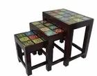 Set of 3 Wood Nesting Stacking Tables Living Room Coffee Side Table Furniture