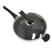 Ciwete 12 Inch Stainless Steel with Nonstick Coating Fry Wok with Lid