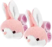 Sosoport 2pcs Plush Bunny Animal Slap Bands Cute Cartoon Party Bracelets Adorable Wrist Decor for Birthday Halloween Christmas and More Safe and Comfortable Wear