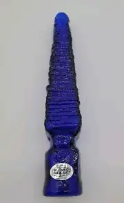 Blenko Cobalt Omnibus Stopper Garden Spear Etched Blenko 2024