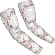 [FSCEV] White Marble Rose Gold Sun Protection Arm Sleeves Outdoor Essentials Cooling Compression Golf Hiking Cycling