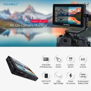 FEELWORLD F6 PLUS 6英寸螢幕 單眼攝影攝像監視器 4K HDMI輸入輸出 (不包含電池)