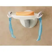 Safe-er-Grip Suction Cup Soap Dish with Razor Hooks