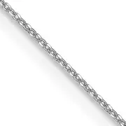 14K White Gold 16 Inch .6mm Diamond-Cut Round Open Link Cable With Spring Ring Clasp Chain