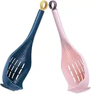 NAMOARLY Cooking Strainer Spoon Slotted Spoon Long Handle Egg Yolk Separator Hand Strainer Versatile for Poached Eggs Pasta and Tea