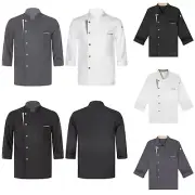 Men Women Coats Unisex Uniform Button Chef Jacket Canteen Tops Kitchen Shirt