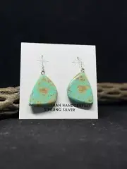 Native American Santo Domingo Royston Turquoise Sterling Silver Earrings
