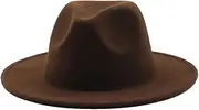[Generic] Classical Felt Hats Unisex Wide Brim Fedora Hats Solid Caps Mens Womens Wedding Church Jazz Hats 9 59-61CM, 9, One Size, 9, One Size