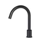 MEIR Round Brass Basin Bath Spout - Swivel Gooseneck - Hob Mounted - Matte Black