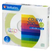 Verbatim Japan Repeat Recording CD-RW 700MB 5 Pieces Two Tone Color Disc 1-4x Sp