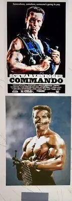 ARNOLD SCHWARZENEGGER Signed Photo 8x12 Commando Collage FRAMED COA