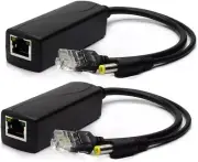 2-Pack Active 48V to 12V Poe Splitter, IEEE 802.3Af Compliant 10/100Mbps for IP