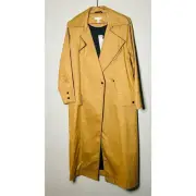 NWT Top Shop Tan Black Button Front Pockets Long Trench Coat Lightweight Size 2