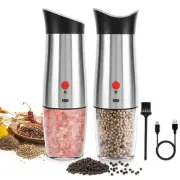 Electric Salt and Pepper Grinder Set: - for Gravity Automatic Sea Salt Grinde...