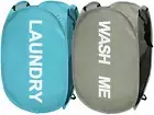 Mesh Popup Laundry Hampers, Collapsible Baskets, 2 Pack, Gray & Blue