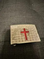 Masonic KNIGHTS TEMPLAR IN HOC SIGNO VINCES For Command Sword Belt Buckle Silver