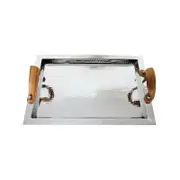SSH COLLECTION Polo Serving Tray - Hammered Nickel with Brown Leather Handles
