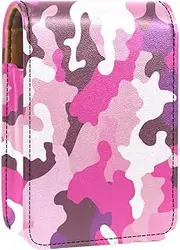Makeup Organizer,Makeup Lipstick Case for Outside Mini Bag Travel Cosmetic Pouch,Abstract Pink Camouflage