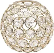 STARTIST Round Lampshade Crystal Lampshade Floor Pendant Light Table Lamp Wedding Wall Lamp Reading Lamp Hand Crafted Chandelier Crystal Lamp Shade, Gold