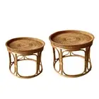 Rattan Side Table, End Table Tray Organizer Decorative Coffee Table Nightstand f