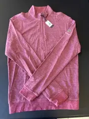 NWT MEN'S JOHNNIE-O PULLOVER, SIZE: S, COLOR: RED HEATHER/BLUE STRIPED (M9)