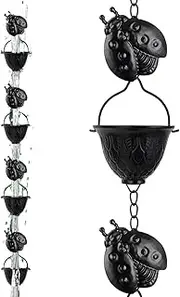 Rain Chains - 9.1FT Gutter Chain,Heavy Duty 12 Cups Adapter Drainage Extension Rainwater Collector for House Roof Tree Canopy Gazebo