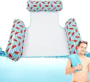 Pool Hammock Float - 4-in-1 Pool Float Lake Raft Lounge - Multi-Purpose Three-Tube Floating Water Mat, Beach Party Toy for Adults Vacation Fun and Rest