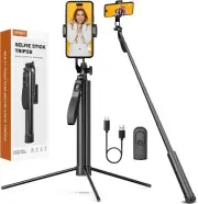 72" Metal Tripod and Selfie Stick,Tripod Stand,Rechargeable Remote,360° Rotation