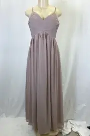 Azazie Alia Bridesmaid Dress | A-Line Pleated Chiffon Floor Length | Size A10