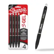 Sharpie S Gel Pens 4 Count Medium Point 0.7mm No Smear No Bleed Black Ink