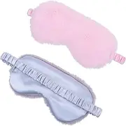 Ipetboom 2Pcs Plush Sleep Eye Masks Blindfolds for Travel Home Use Soft Light Blocking Covers for for Women Includes Fresh Options