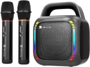 Karaoke Machine with 2 Wireless Microphones, Portable 5.0 Bluetooth Speaker