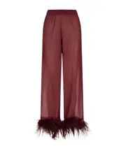 Plumage feather-trim trousers S,XL Red