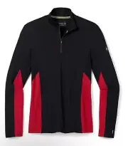 Smartwool Men's Medium Merino Sport 150 Long Sleeve 1/4 Zip Base Layer Black Red