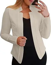 [Generic] Ladies Jacket Daily Work Coat,Women Plus Size Coats,Casual Solid Long Sleeve Front Notched Collar Suit Cardigan,Spring Summer Suits,Lightweight Coat for Work