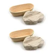 2PK Brunswick Bakers Oval Rattan 25cm Bread Banneton w/ Lining Sourdough Basket