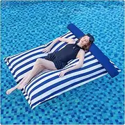 MinComfyWo Outdoor & Floating Pool Bean Bag Chair Cover (No Filler)- Stuffable Soft Beanbag Cover, Adults Large Lounge Lazy Sofa Bed Chair for Garden Patio-(Blue & White)
