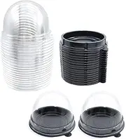50 Set Clear Plastic Mini Cupcake Boxes Muffin Pod Dome Muffin Single Container Box Wedding Birthday Gifts Boxes Supplies (Black)