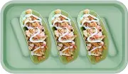 Taco Serving Trays - 3-Slot Reusable Silicone Food Holders | Durable Non-Slip Taco Rack for Dinner Parties, Buffet Bars, Kitchen Counter Displays, Home Decorations, and Meal Presentation